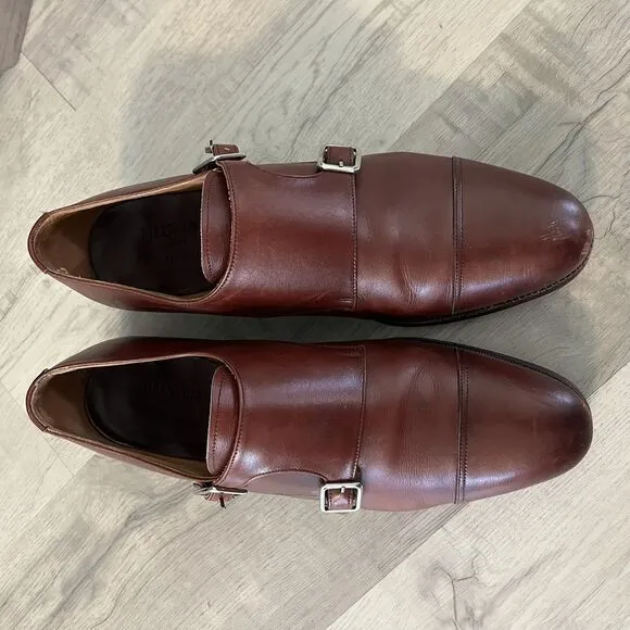 Meermin Shoes Mens US 7.5 UK 6.5 Brown Leather Double Monk Strap Mallorca Oxford