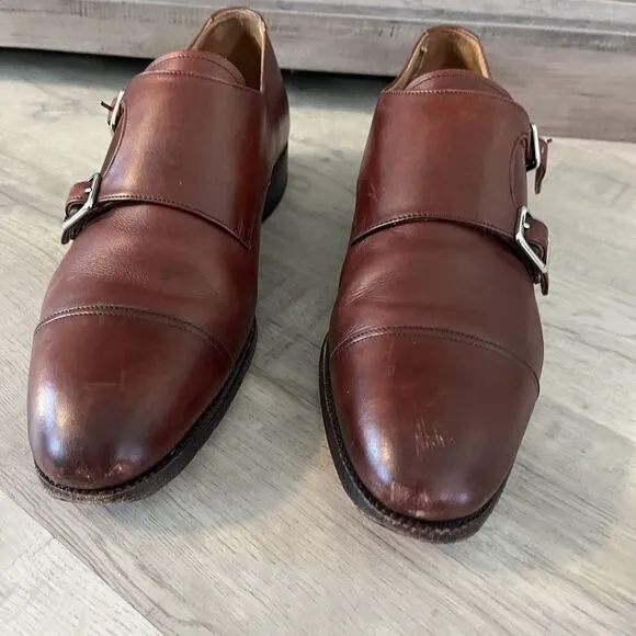Meermin Shoes Mens US 7.5 UK 6.5 Brown Leather Double Monk Strap Mallorca Oxford