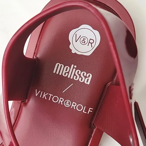 MELISSA   Viktor &amp; RolfTie Mar Sandals. Size 7. Pink &amp; Red Color. Bow Sandals.