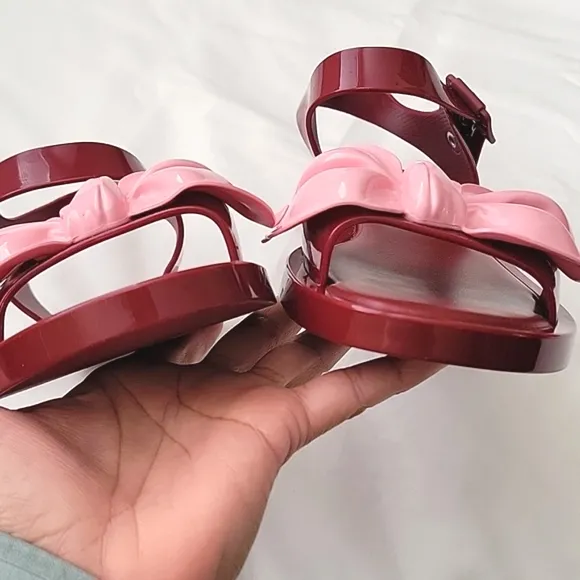 MELISSA   Viktor &amp; RolfTie Mar Sandals. Size 7. Pink &amp; Red Color. Bow Sandals.