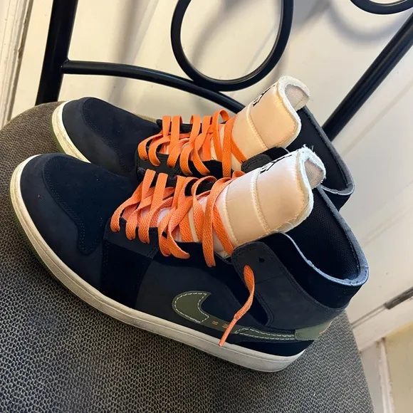 Men Shoes - Black and Orange Air Jordans