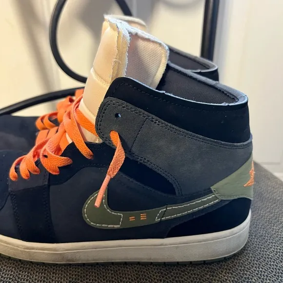 Men Shoes - Black and Orange Air Jordans
