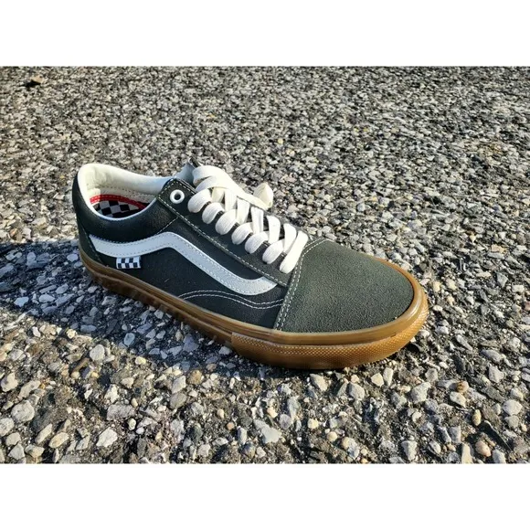 Men Sz 7 Vans Skate Old Skool Forest Olive Military Green Night Gum Skate Shoe