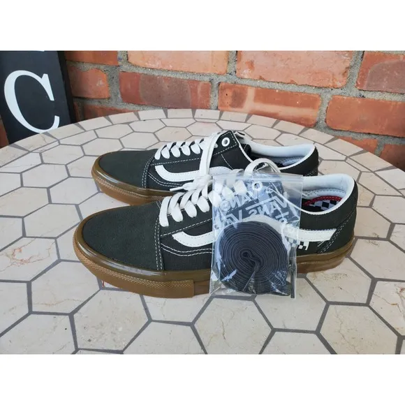 Men Sz 7 Vans Skate Old Skool Forest Olive Military Green Night Gum Skate Shoe