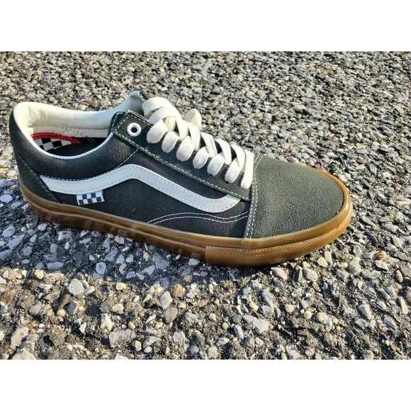 Men Sz 7 Vans Skate Old Skool Forest Olive Military Green Night Gum Skate Shoe