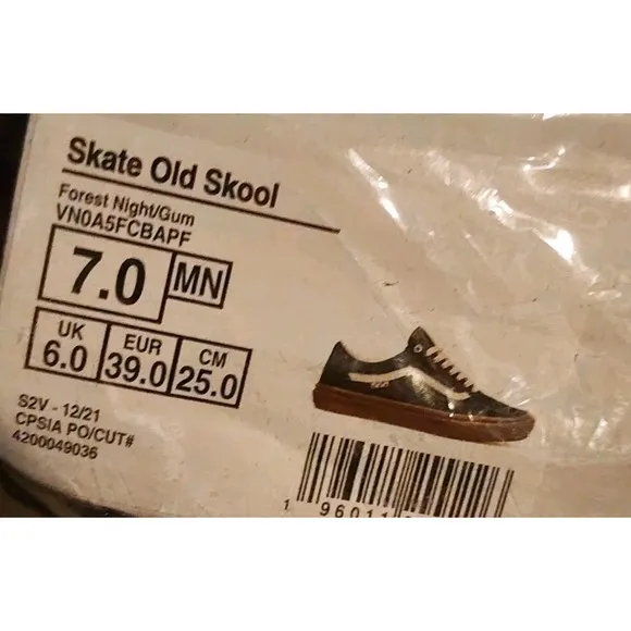 Men Sz 7 Vans Skate Old Skool Forest Olive Military Green Night Gum Skate Shoe