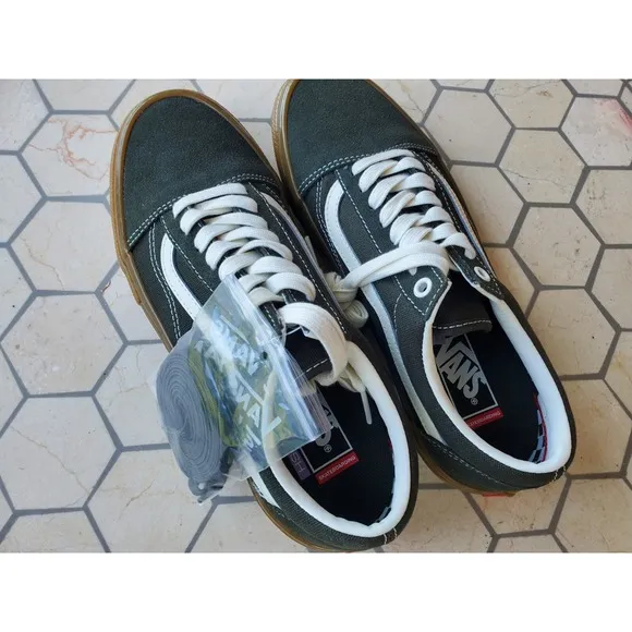 Men Sz 7 Vans Skate Old Skool Forest Olive Military Green Night Gum Skate Shoe