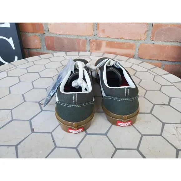Men Sz 7 Vans Skate Old Skool Forest Olive Military Green Night Gum Skate Shoe
