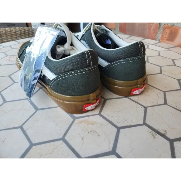 Men Sz 7 Vans Skate Old Skool Forest Olive Military Green Night Gum Skate Shoe
