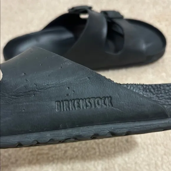 Men’s Birkenstock Black slip on sandals slides shoes Sz 10