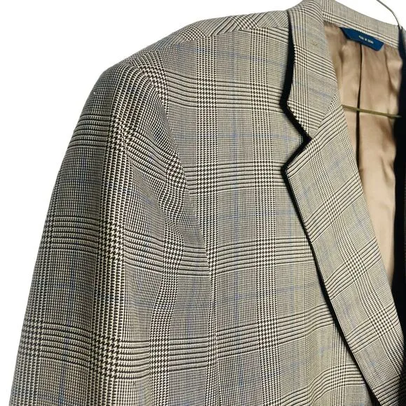Men's Brooks Brothers 1818 Madison Brown Blue 2-Button 42 Regular Blazer Jacket