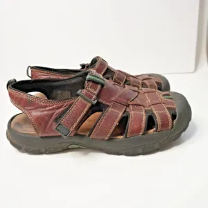 Mens Brown Leather Hiking Sandals Fisherman Bass Size 12 Closed Toe Outdoor Shoe