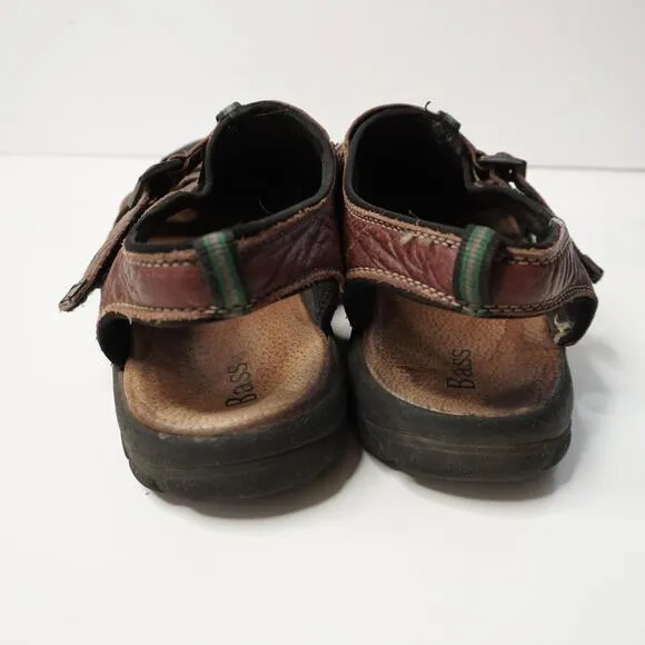Mens Brown Leather Hiking Sandals Fisherman Bass Size 12 Closed Toe Outdoor Shoe