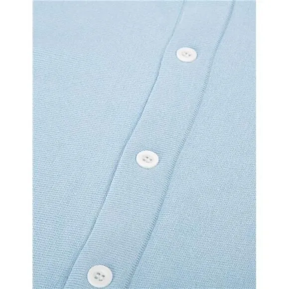 Men's Contrast Stripes Cardigan Sweater Button Down Knit Polo Shirts