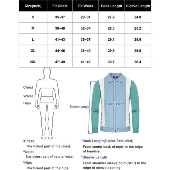 Men's Contrast Stripes Cardigan Sweater Button Down Knit Polo Shirts