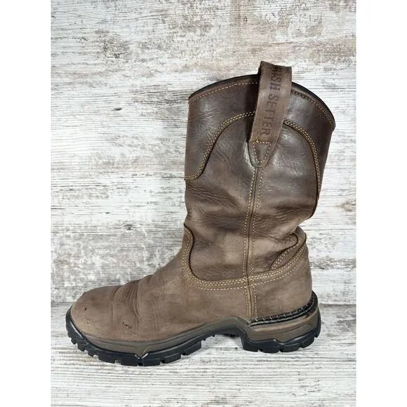 Men's Irish Setter 83907 Two Harbors Waterproof Pull On Brown Leather Boots Sz 8