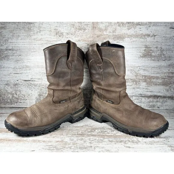 Men's Irish Setter 83907 Two Harbors Waterproof Pull On Brown Leather Boots Sz 8