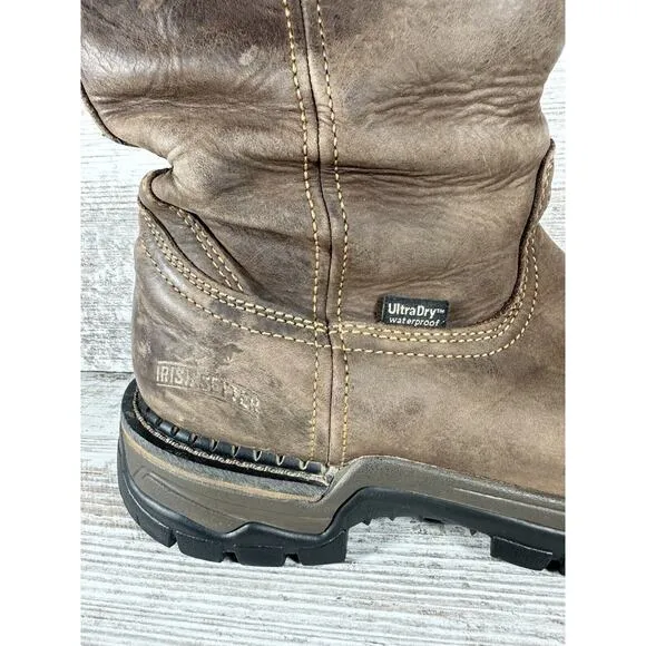 Men's Irish Setter 83907 Two Harbors Waterproof Pull On Brown Leather Boots Sz 8