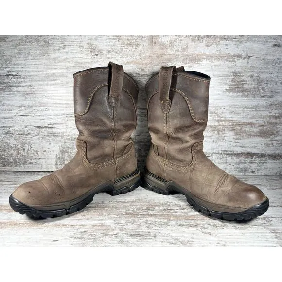 Men's Irish Setter 83907 Two Harbors Waterproof Pull On Brown Leather Boots Sz 8