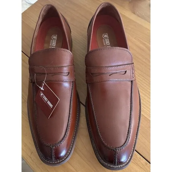 Mens  Stacy Adams Marlowe Algonquin Moc Toe Penny Slip On Cognac Leather 25550