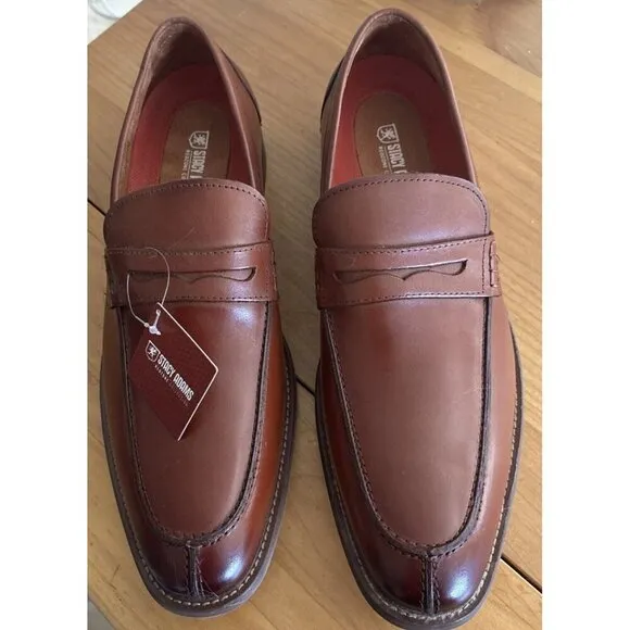 Mens  Stacy Adams Marlowe Algonquin Moc Toe Penny Slip On Cognac Leather 25550