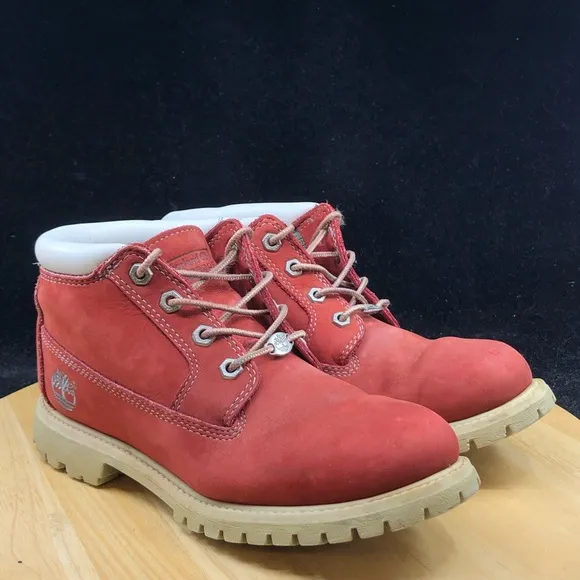 Men’s Timberland Premium 6-inch Waterproof Boot Red/white Nubuck 8940 Size 8M