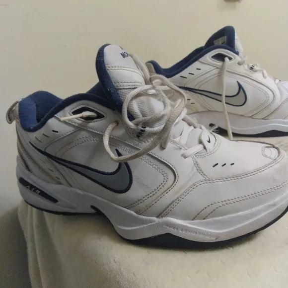 Men's White and Blue Nike AIR MONARCH Sneakers Shoes 9