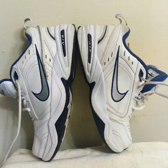 Men's White and Blue Nike AIR MONARCH Sneakers Shoes 9