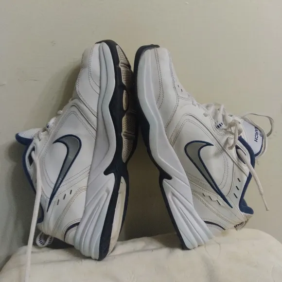 Men's White and Blue Nike AIR MONARCH Sneakers Shoes 9