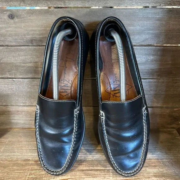 Mens Martin‎ Dingman Black Leather Slip On Comfort Shoes Loafers Size 9.5 M GUC