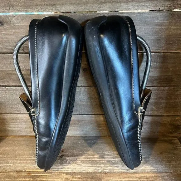 Mens Martin‎ Dingman Black Leather Slip On Comfort Shoes Loafers Size 9.5 M GUC