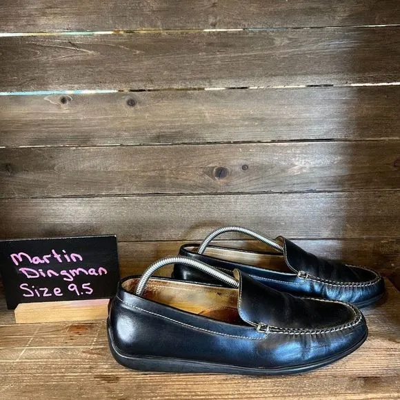 Mens Martin‎ Dingman Black Leather Slip On Comfort Shoes Loafers Size 9.5 M GUC