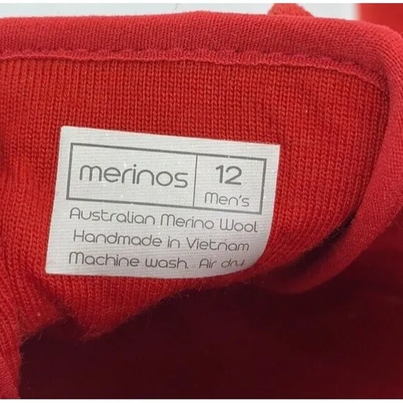 Merino Mens 12 Red Australian Wool Casual Athleisure Sneaker Lace Shoes Foam EUC