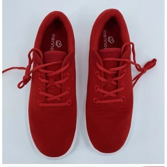 Merino Mens 12 Red Australian Wool Casual Athleisure Sneaker Lace Shoes Foam EUC