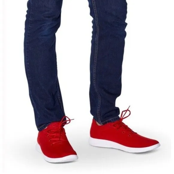 Merino Mens 12 Red Australian Wool Casual Athleisure Sneaker Lace Shoes Foam EUC