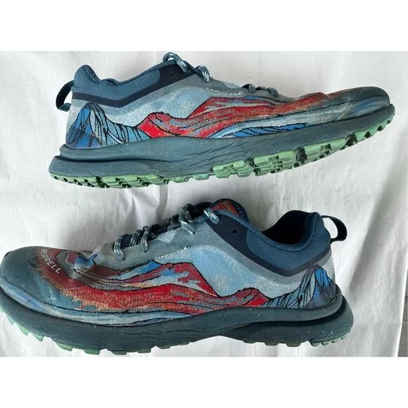 Merrell Antora X Trail Sisters Trail Running Vegan Shoes Mountain Print Size 9
