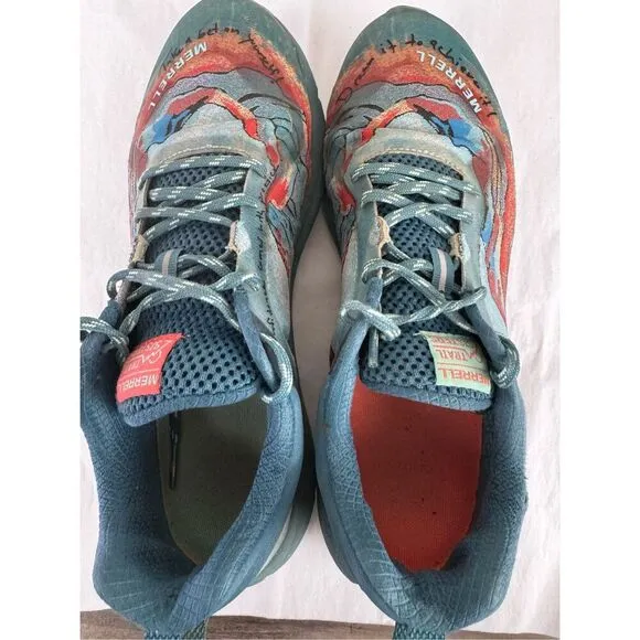Merrell Antora X Trail Sisters Trail Running Vegan Shoes Mountain Print Size 9