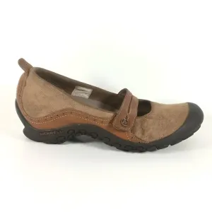 Merrell Beige Tan Suede Leather Mary Jane Loafers Shoes Ortholite EU 40.5 9.5