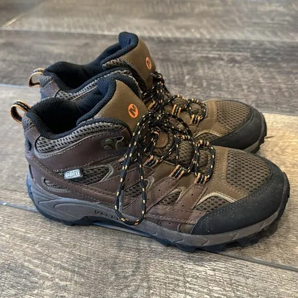 Merrell Boys Moab 2 Mid Waterproof Hiking Shoes Brown Black Size 5