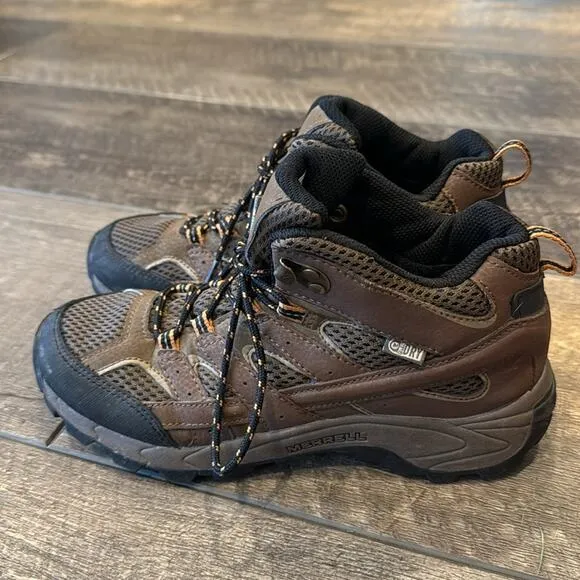 Merrell Boys Moab 2 Mid Waterproof Hiking Shoes Brown Black Size 5