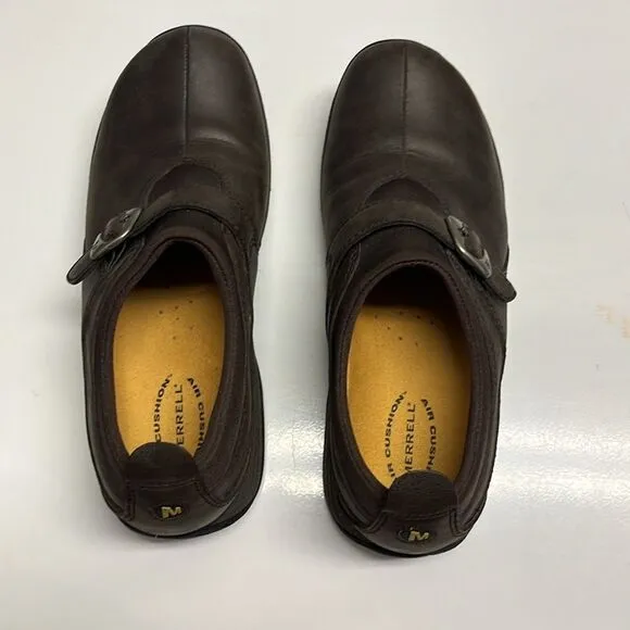 Merrell Brown Slip-on Faux Buckle Shoes- Size 8