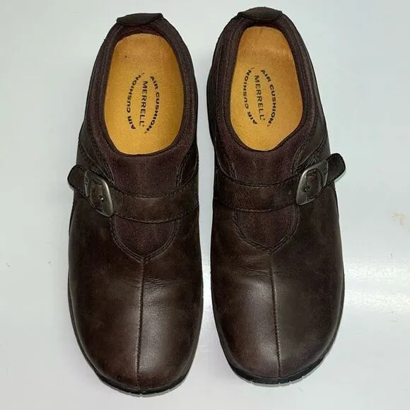 Merrell Brown Slip-on Faux Buckle Shoes- Size 8