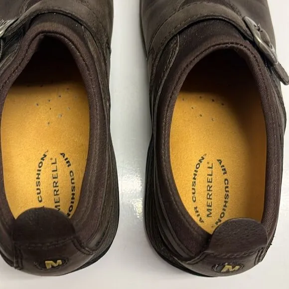 Merrell Brown Slip-on Faux Buckle Shoes- Size 8