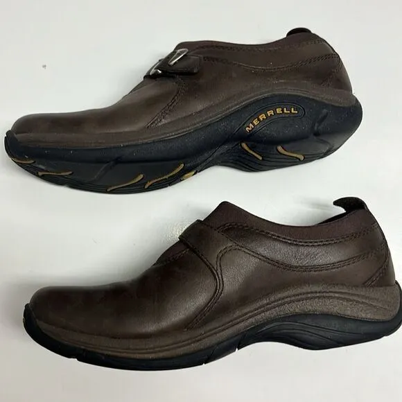 Merrell Brown Slip-on Faux Buckle Shoes- Size 8