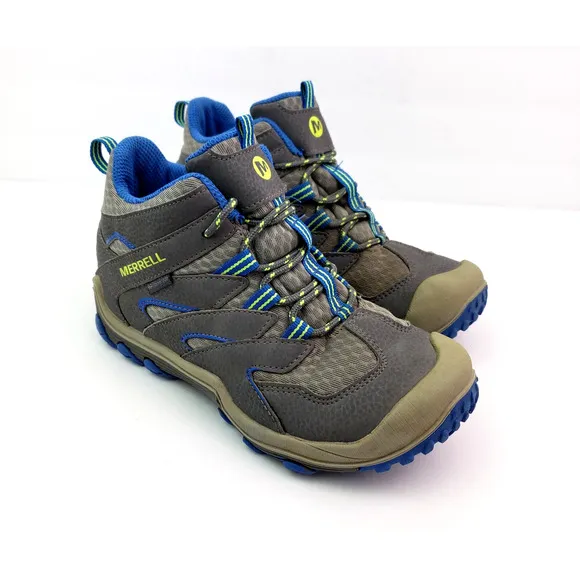 Merrell Chameleon 7 Boys Size 2Y Gray Waterproof Outdoors Hiking Sneaker Shoes
