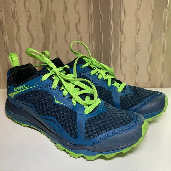 Merrell Unifly Bright Green Shoes Men's 9 Running Shoes Training Black Blue