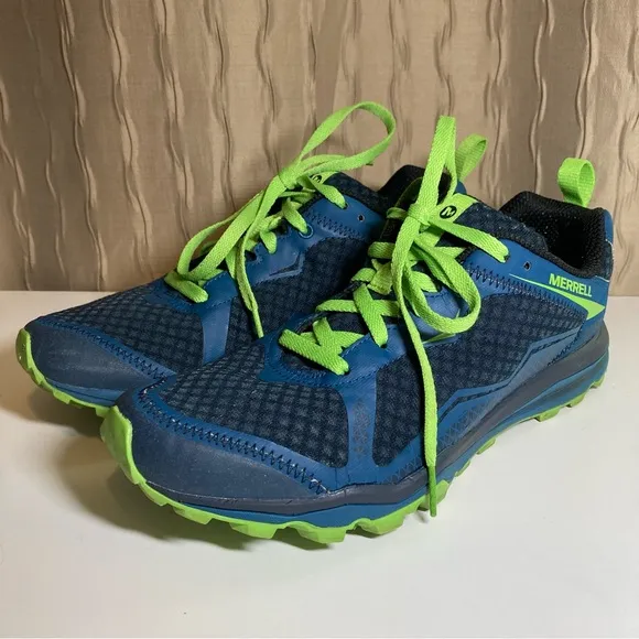 Merrell Unifly Bright Green Shoes Men's 9 Running Shoes Training Black Blue