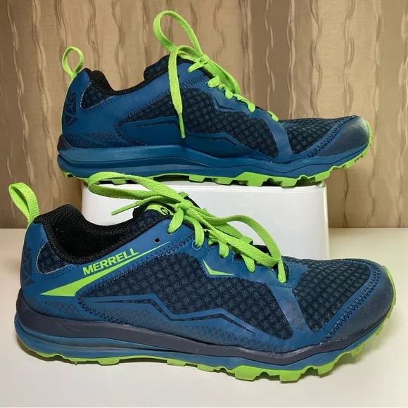 Merrell Unifly Bright Green Shoes Men's 9 Running Shoes Training Black Blue