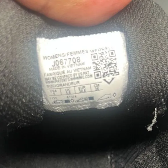 MERRELL VIBRAM OUTDOOR TRAIL GLOVE 7 SHOE WOMENS Size 8 BLACK GUM SOLE J067708