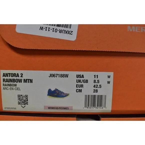 Merrell Women Size 11 Antora 2 Rainbow Mountain Wide Width Running Hiking Shoes